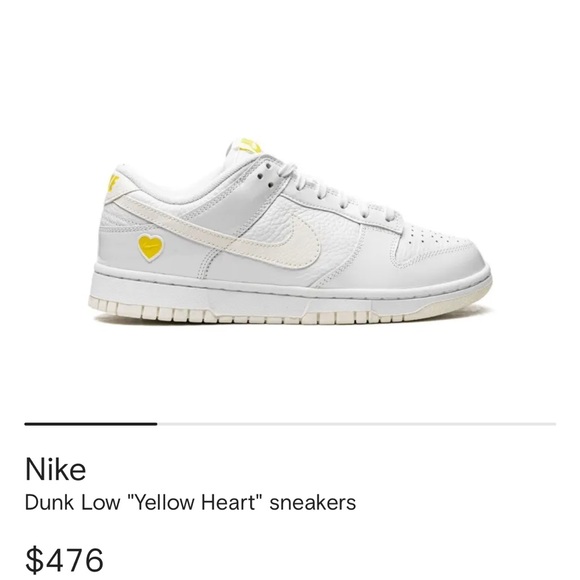 Nike Shoes - Nike Dunk Low yellow heart White and Yellow Sneakers limited edition size 8